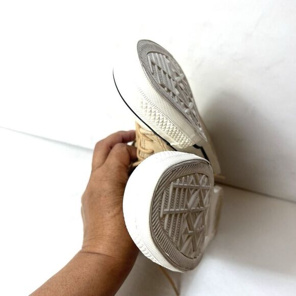 Converse All Star Hi-Top Classic Beige Leather Sneaker Womens Sz 8 Lace Up Shoes - Picture 7 of 11